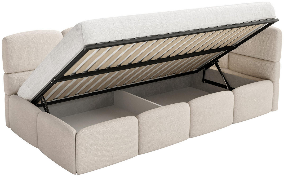 JUGENDBETT Cloudy Creme 120 cm, Chenille - Creme/Schwarz, Kunststoff/Textil (120/200cm) - Selsey