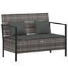 GARTENBANK 2-Sitzer mit Kissen Grau Poly Rattan - Grau, Holz (112/82.5/59cm) - furnicato
