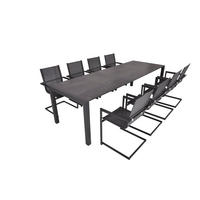 GARTEN-SITZGRUPPE Hauke 9-teilig Gartenmöbel-Set - Grau, Kunststoff - DELUKE