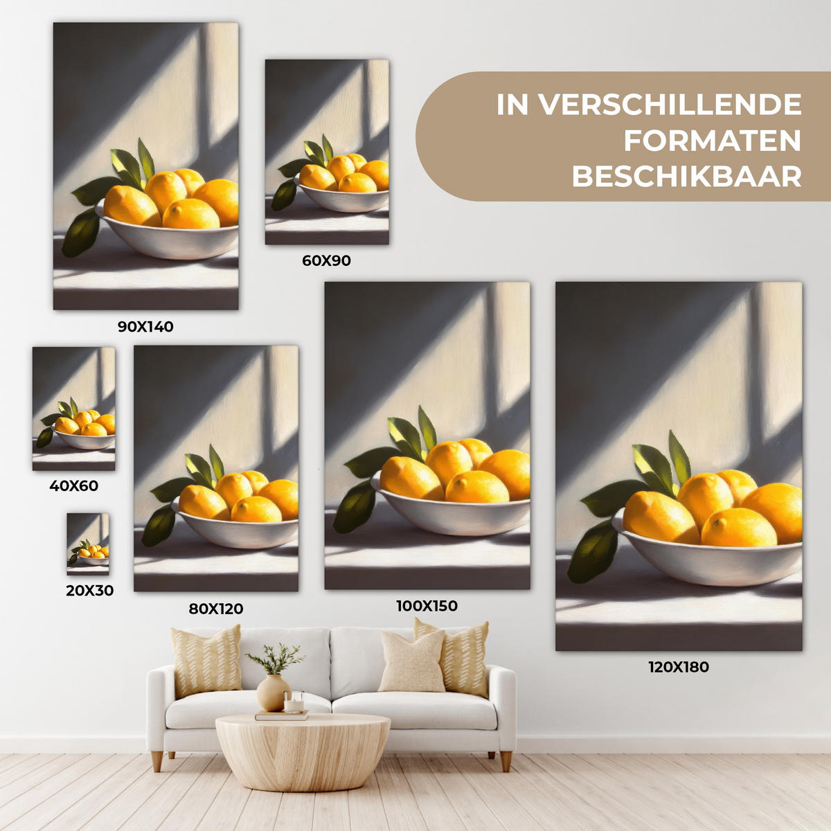 LEINWANDBILD Zitronen - Stilleben - Gelb Deko XXL 80x120 cm - Gelb, Textil (80/120cm) - MuchoWow