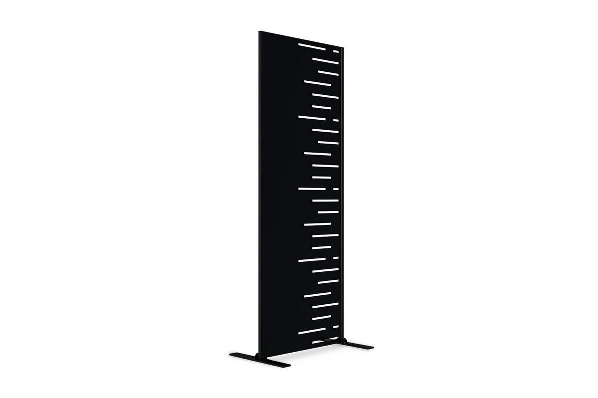 SICHTSCHUTZPANEELE dekorativ 2er-Set Arlberg schwarz H.160cm, rechte Seite mit Muster - Schwarz, Metall (60/160cm) - Casanoov