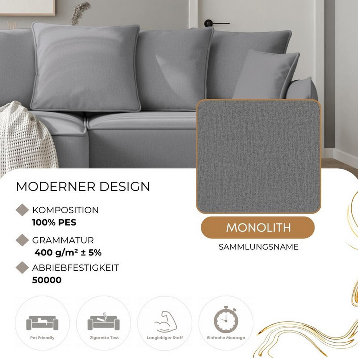 ECKSOFA MARCO Links, mit Schlaffunktion und Bettkasten, Grau - Grau, Textil/Metall (221/148cm) - Idohome