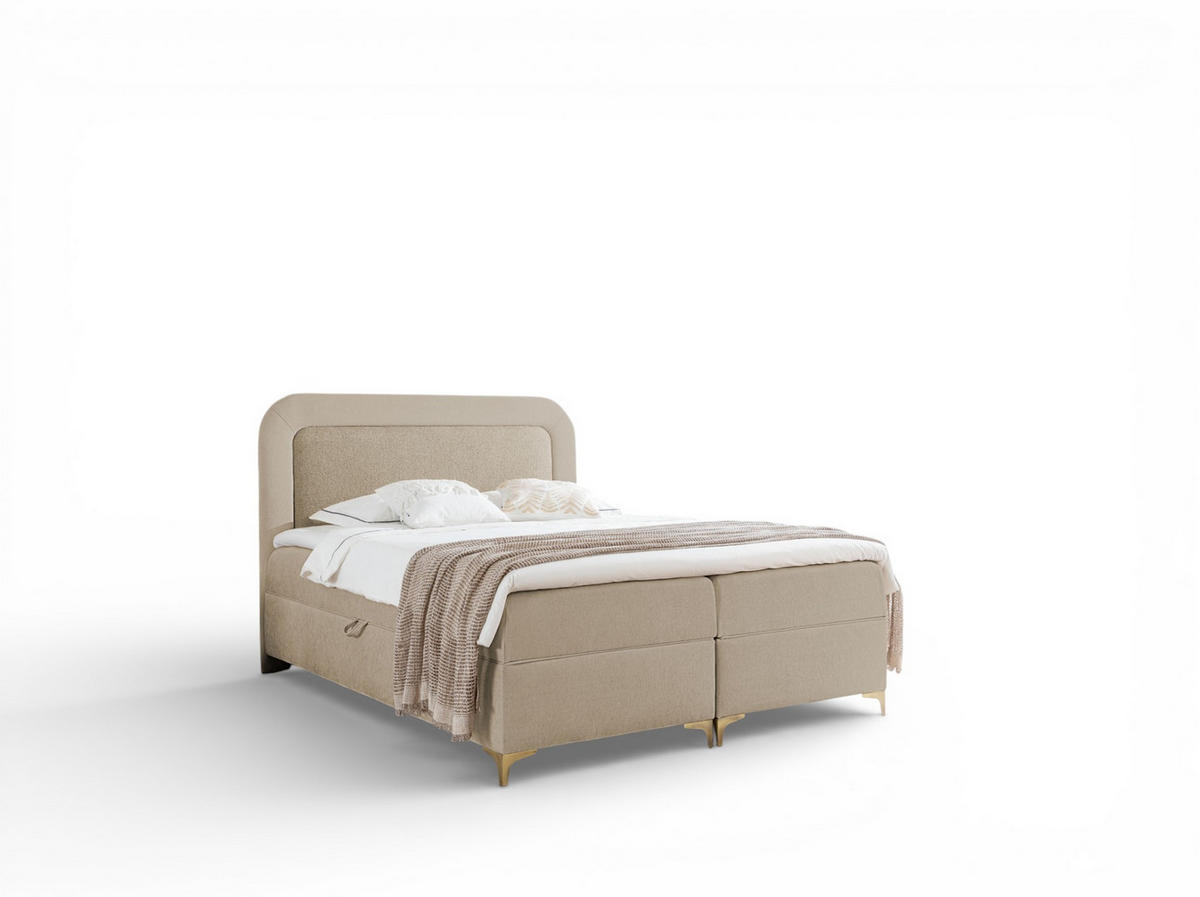BOXBETT Willow - Beige, Holzwerkstoff/Textil (180/200cm) - Fun Möbel