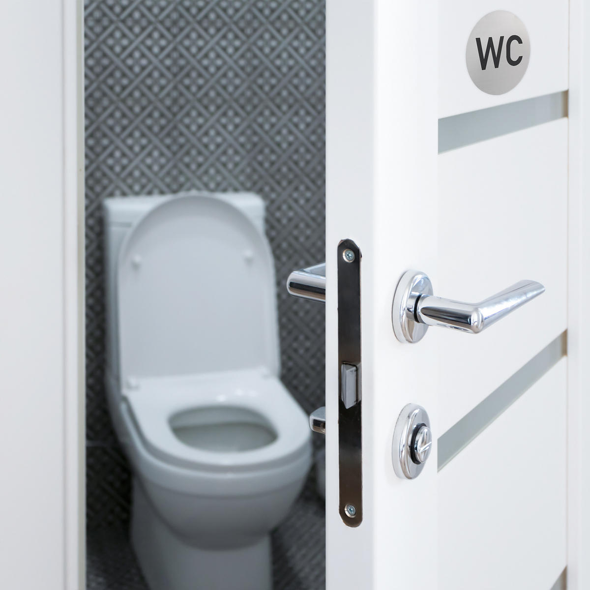 4xWC Schild - Silberfarben, Metall (10/10/0.16cm) - Relaxdays