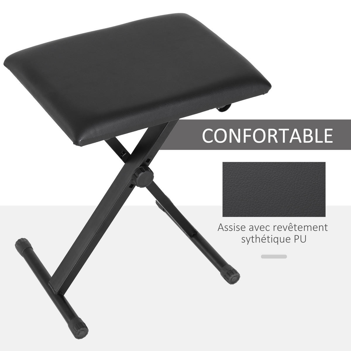 HOCKER DE-16363 klappbar & höhenverstellbar Schwarz - Schwarz, Metall (29/47/39cm) - ComfortXL