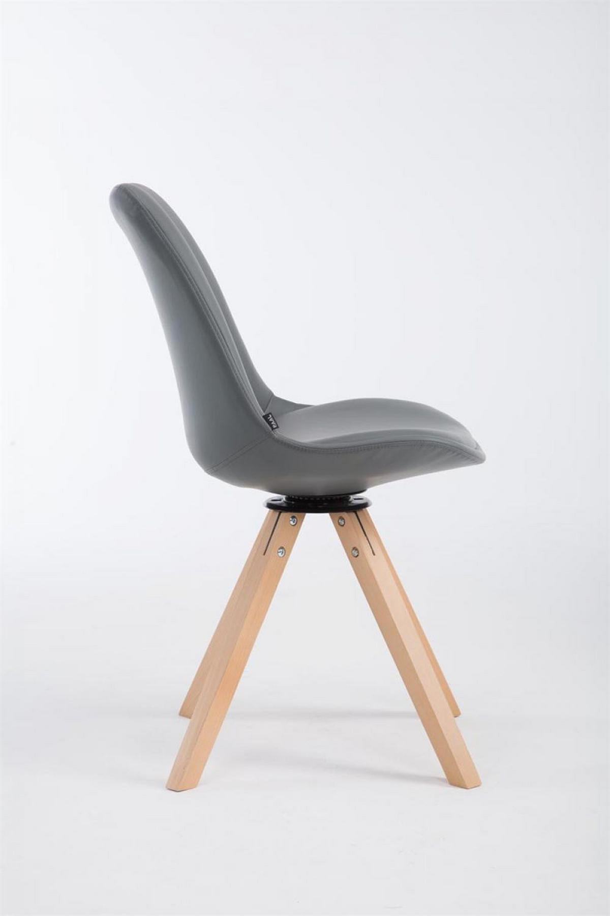 STUHL Lederlook Grau - Eukalyptusholzfarben/Grau, Holz/Textil (48/84/56cm) - CLP
