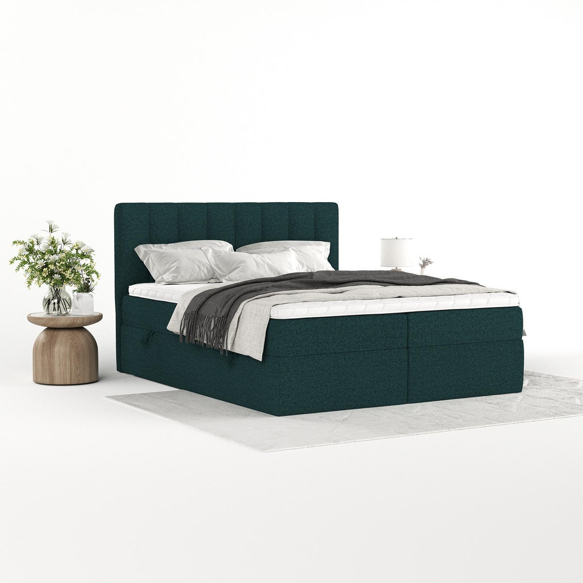 BOXBETT Bari 200/200 cm Grün im Riva Stoff - Grün, Holz/Holzwerkstoff (200/200cm) - AltaBeds