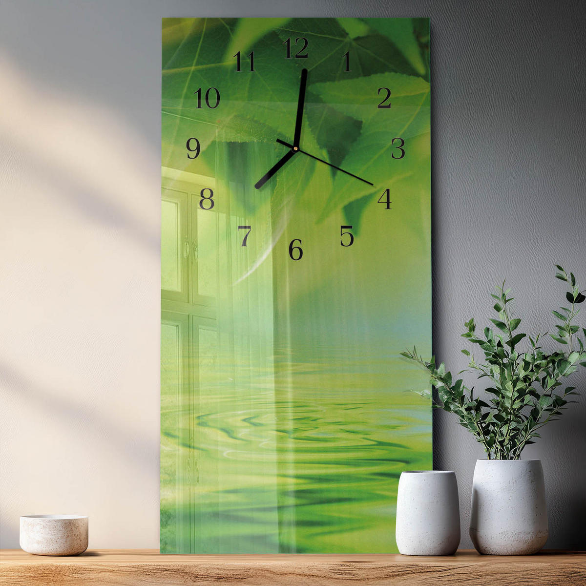 WANDUHR 30x60 cm - Chili-Pfeffer - Grün, Glas (30/60/0.4cm) - TULUP