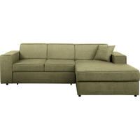 ECKSCHLAFSOFA mit Schlaffunktion Pedro L hellgrün rechts - Schwarz/Hellgrün, Kunststoff/Textil (267/160cm) - Beautysofa