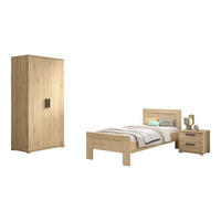 JUGENDZIMMER Set Keelia Eiche Melamin 3tlg Möbel - Eichefarben, Kunststoff (100/1/200cm) - 58aufmkessel