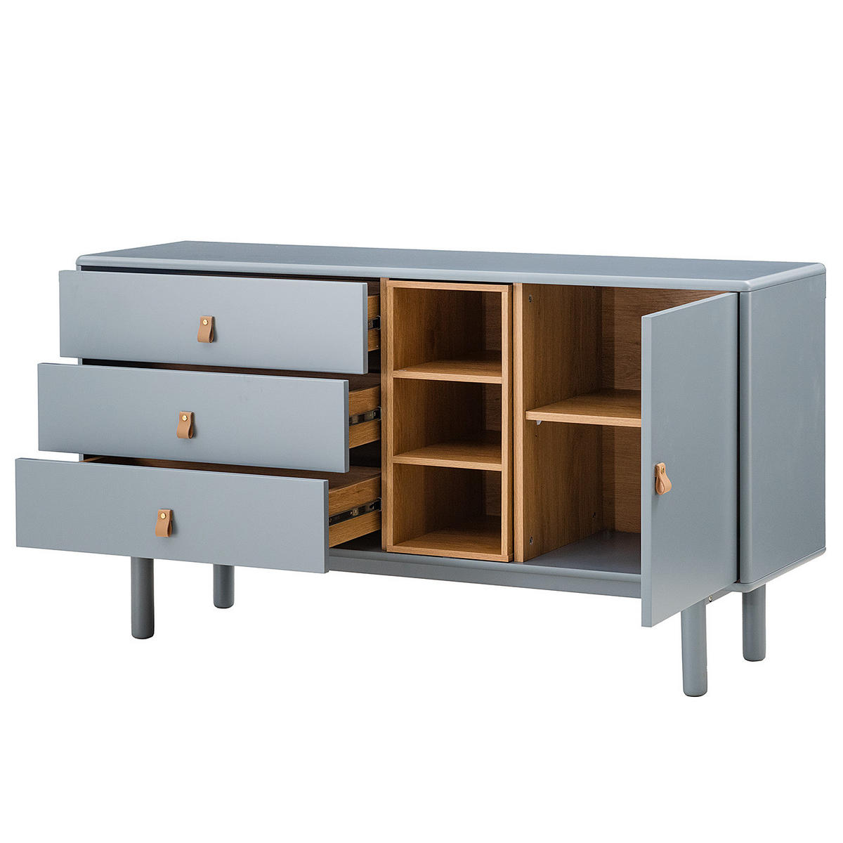 SIDEBOARD - 140 cm - Blaugrau/Braun, Holz/Holzwerkstoff (140/75/40cm) - home24