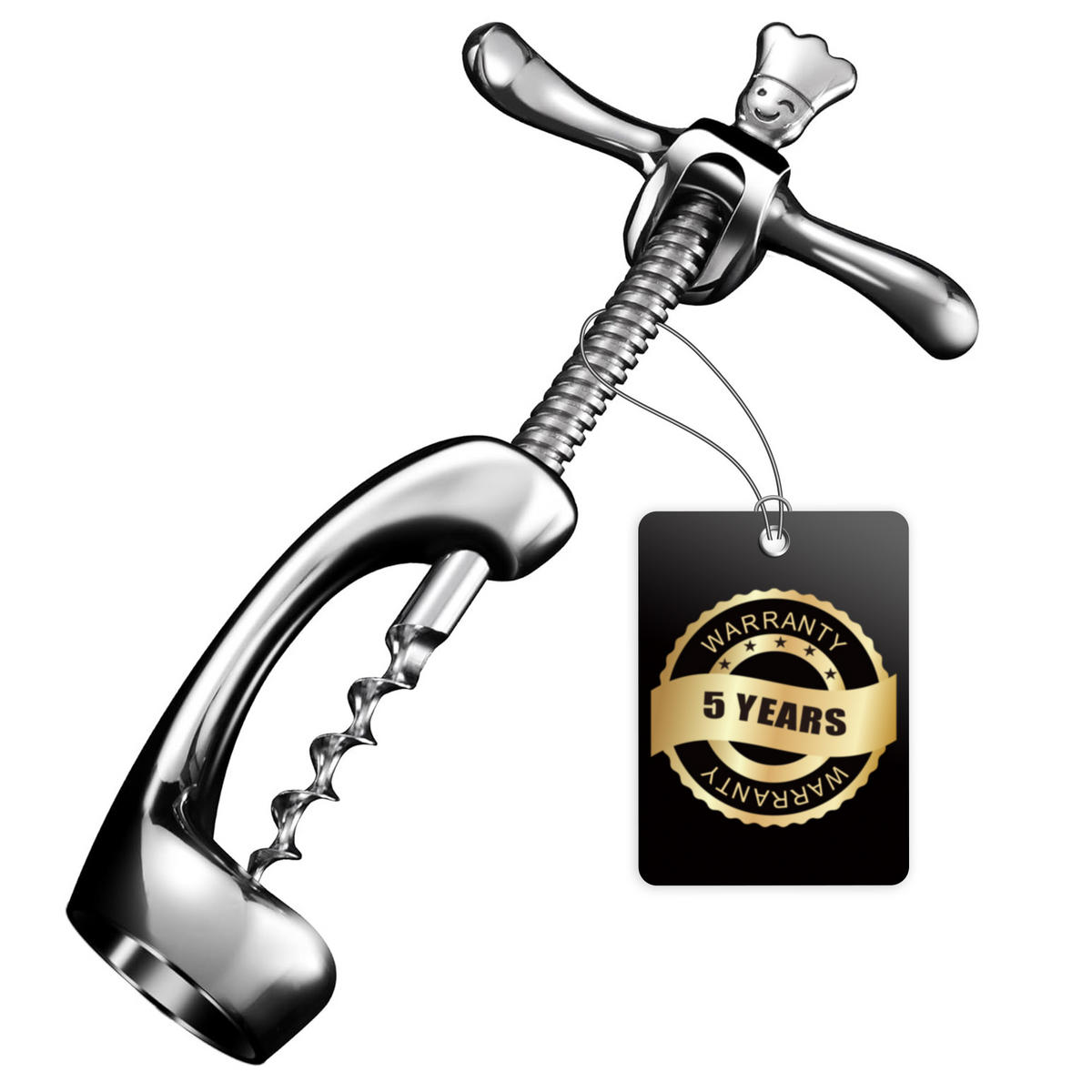 KORKENZIEHER Weinöffner,Manueller Weinöffner, Edelstahl, schweres Design für müheloses Entkorken - Edelstahlfarben, Metall (16/4/9cm) - Gourmet Easy