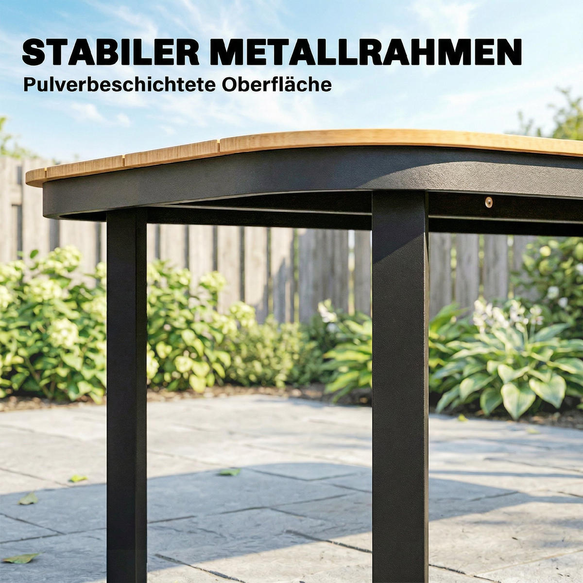 GARTENTISCH rechteckig 155/88/72 cm Braun - Schwarz/Braun, Metall (155/88/72cm) - Outsunny