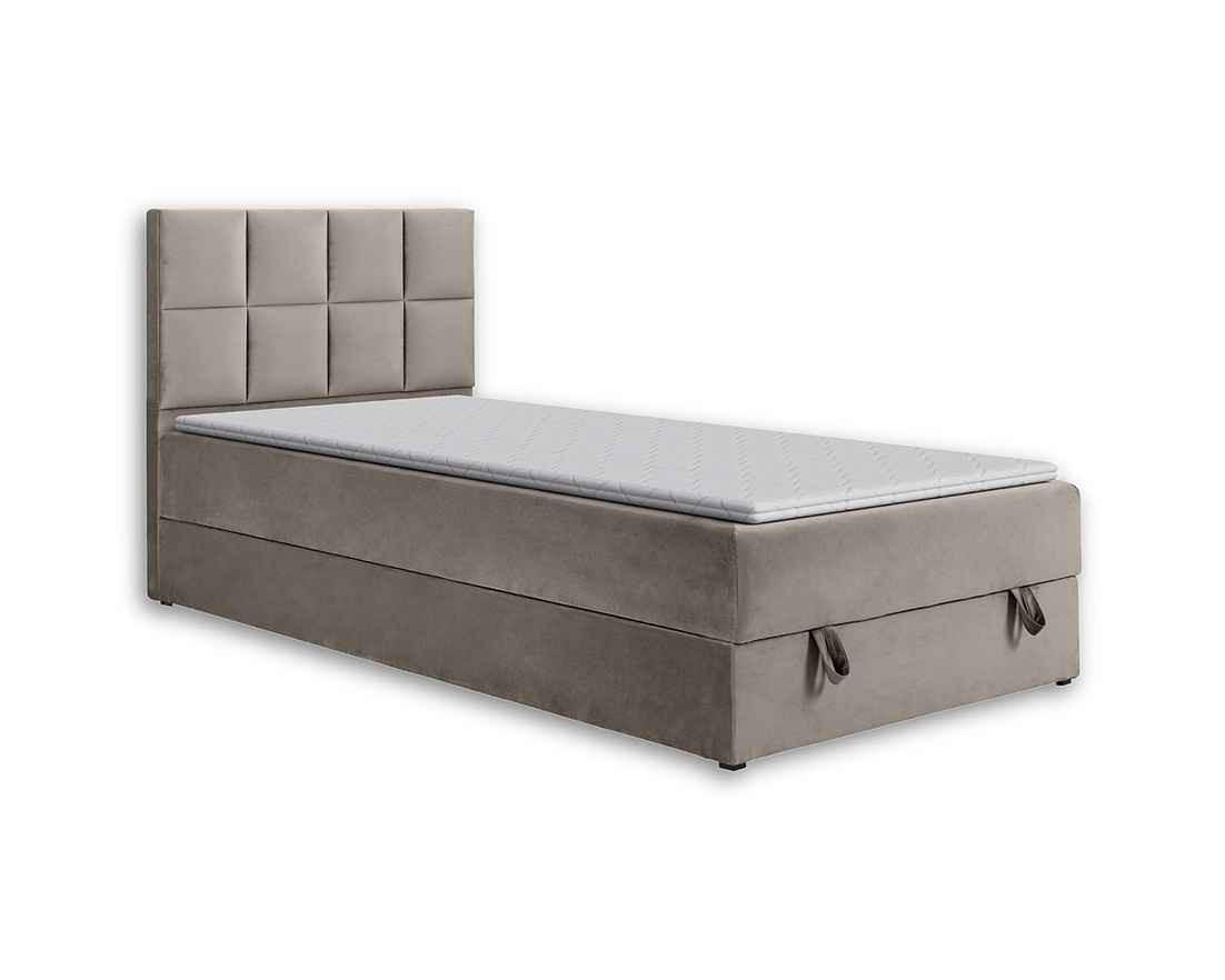BOXBETT PETER 120/200 in Velours Beige - Beige, Holz/Holzwerkstoff (120/200cm) - Deine Möbel 24