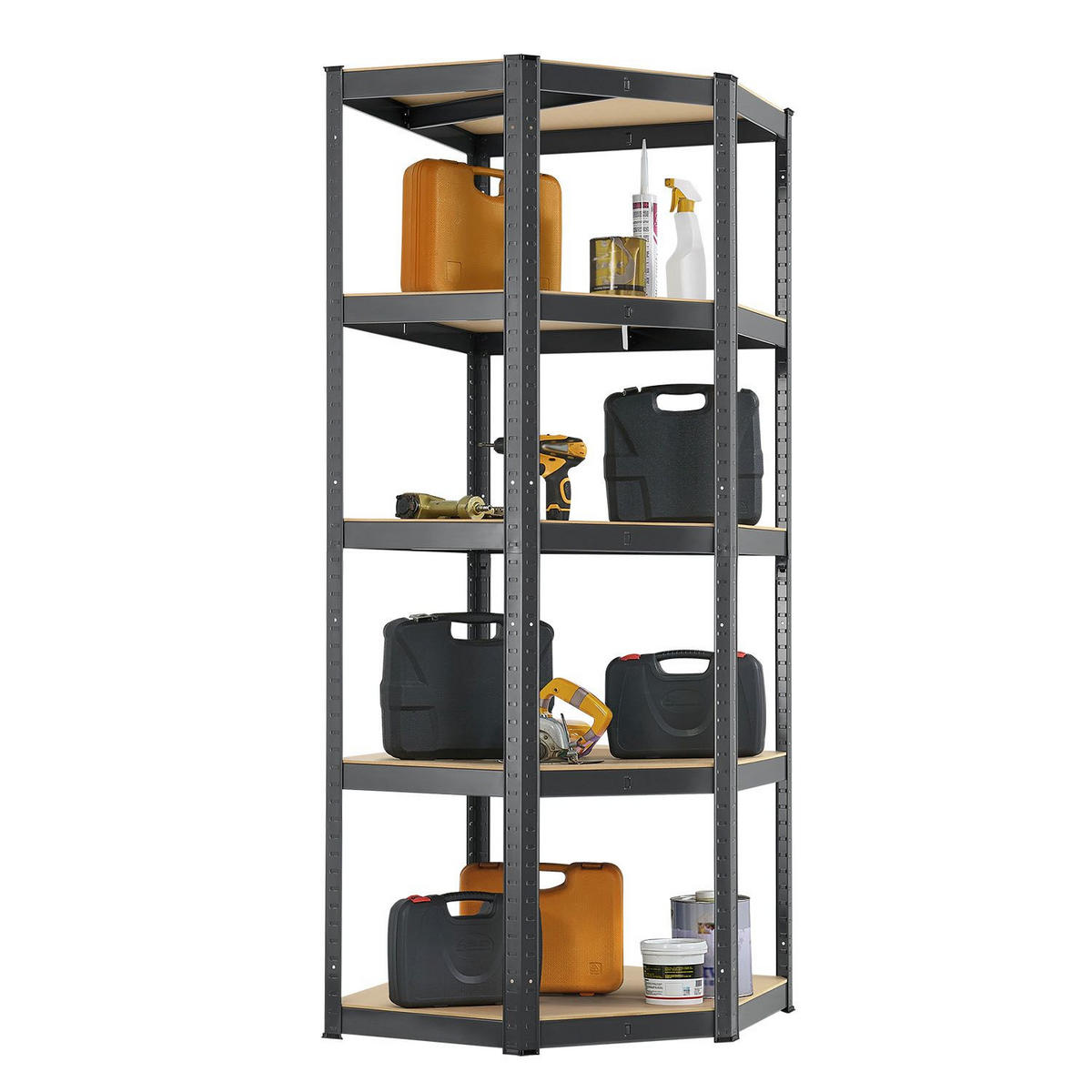 REGALSYSTEM Basic grau insgesamt 15 Böden (3er-Set) - Grau, Metall (160/180/160cm) - Juskys