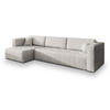 ECKSOFA OLVERA Creme Geflochtener Stoff mit Schlaffunktion - Creme, Holz (347/148cm) - MASSENO