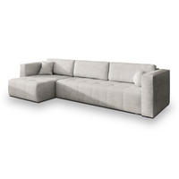 ECKSOFA OLVERA Creme Geflochtener Stoff mit Schlaffunktion - Creme, Holz (347/148cm) - MASSENO