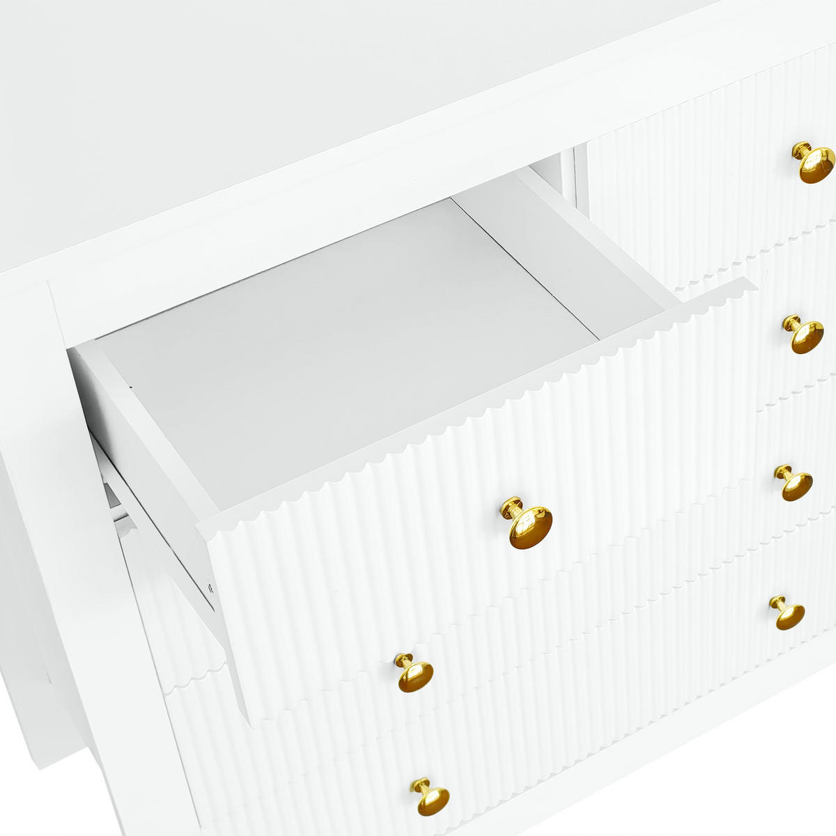 SIDEBOARD Goldgriffe Spezialtüren Kommode modern Stauraum - Weiß, Holzwerkstoff (39.5/80.5/79cm) - FLIEKS