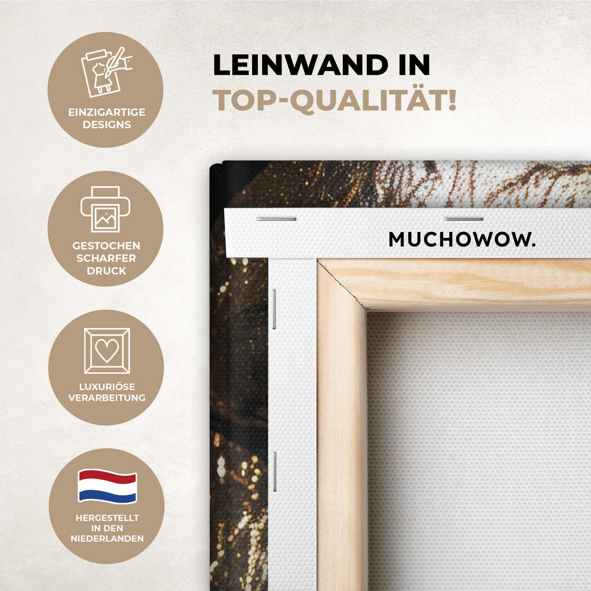 LEINWANDBILD Frau - Gold - Porträt - Schwarz-Weiß - Luxus 40x60 cm - Hellblau, Textil (40/60cm) - MuchoWow