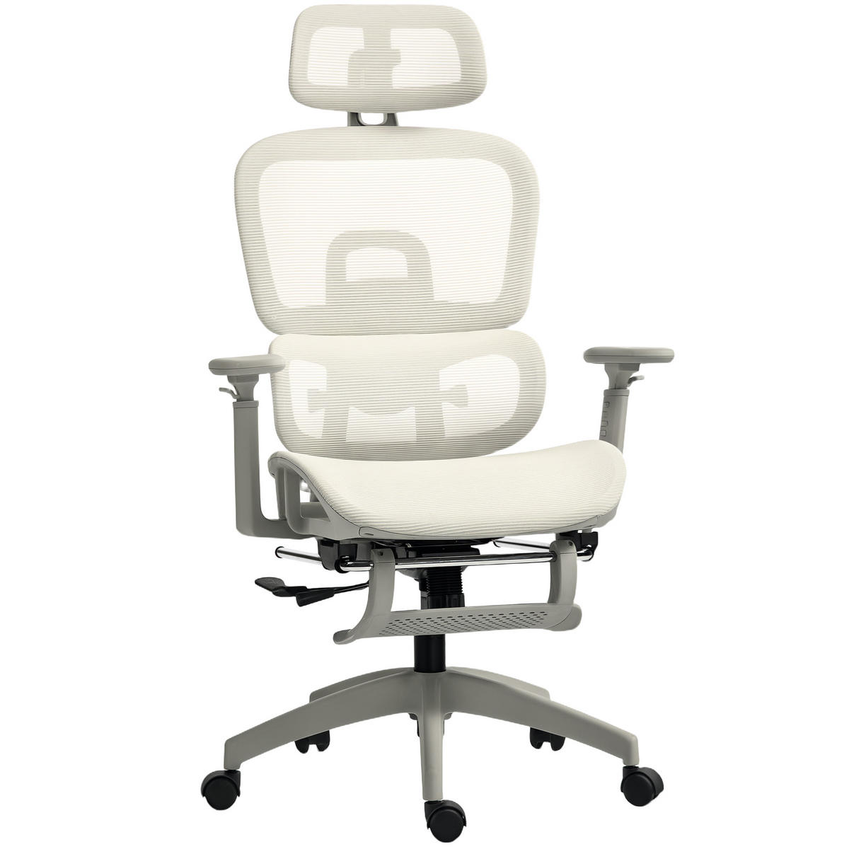 BÜROSTUHL mit Wippfunktion Liegefunktion Ergonomisch Höhenverstellbar Beige - Beige/Schwarz, Kunststoff/Textil (64/122/66cm) - HOMCOM