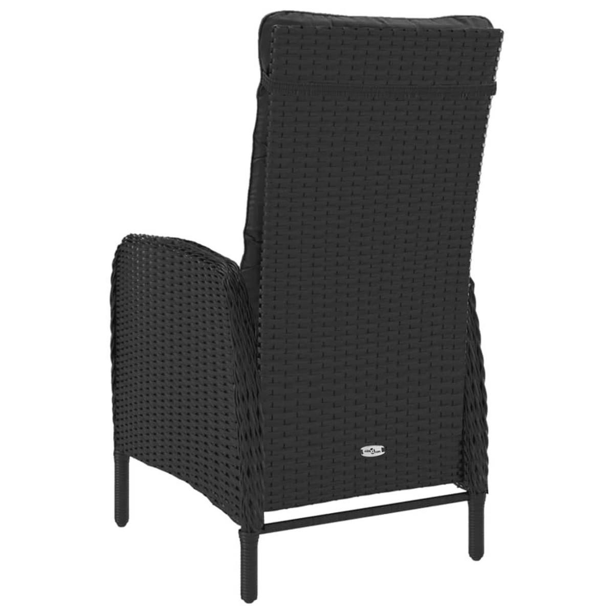LOUNGEGARNITUR mit Kissen und Bistrotisch, aus Poly Rattan und Glas, in Schwarz, 3-teiliges Set - Schwarz, Kunststoff - vidaXL