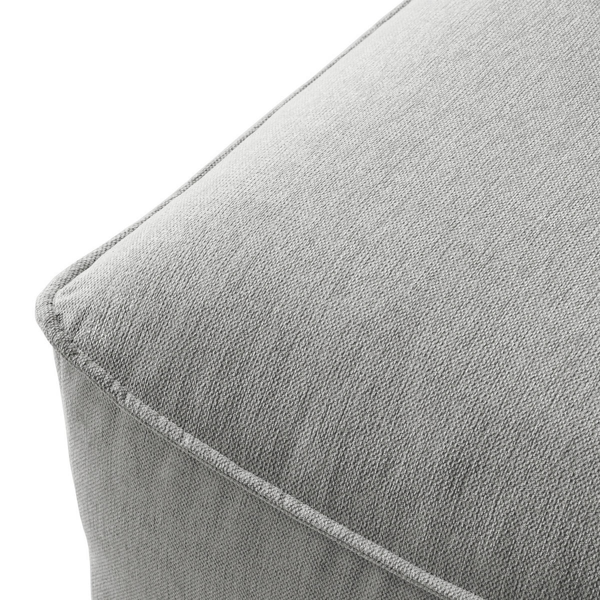 POLSTERHOCKER - Hellgrau/Schwarz, Kunststoff/Textil (99/40/82cm) - home24