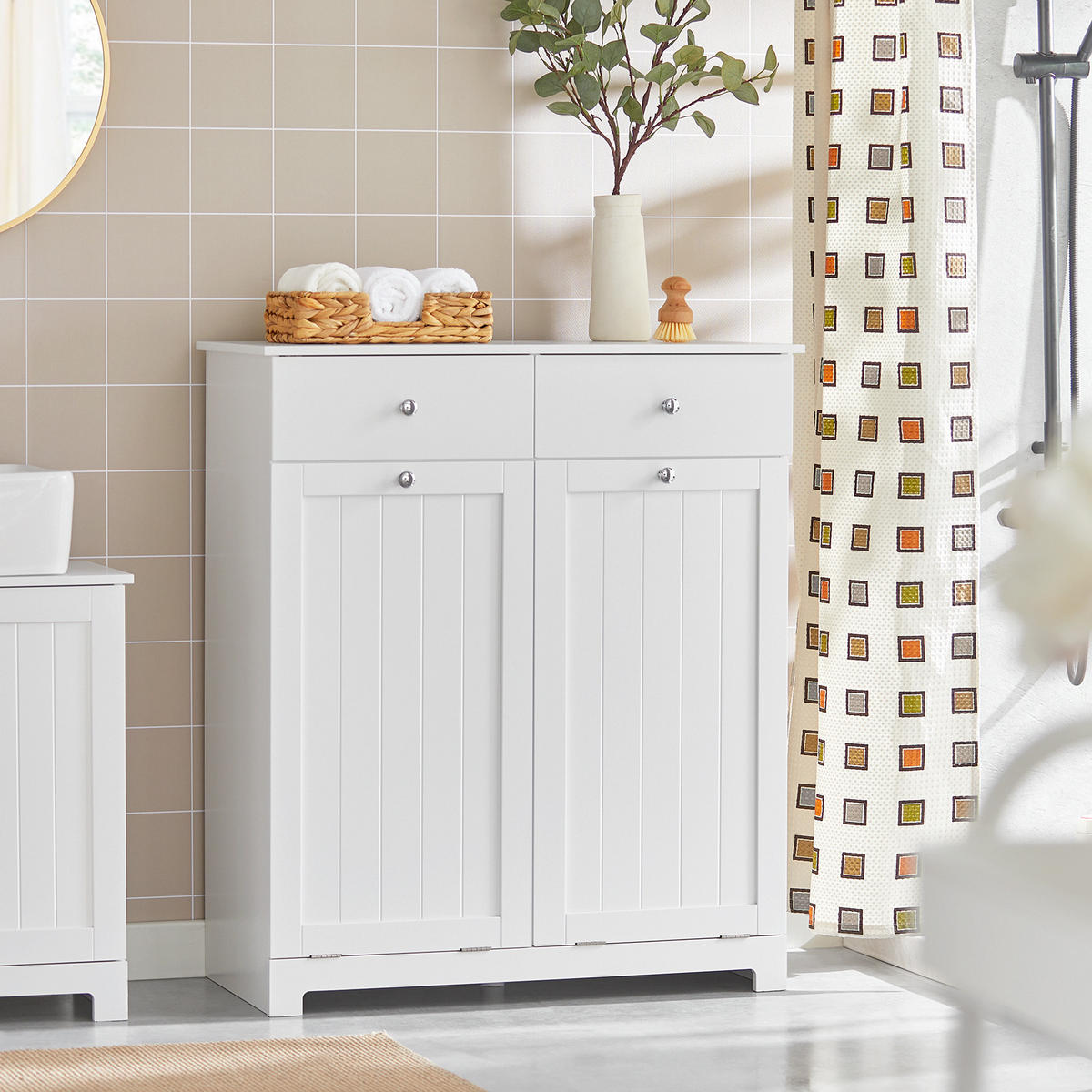 WÄSCHESCHRANK Weiß - Weiß, Holzwerkstoff (78/90/38cm) - SoBuy