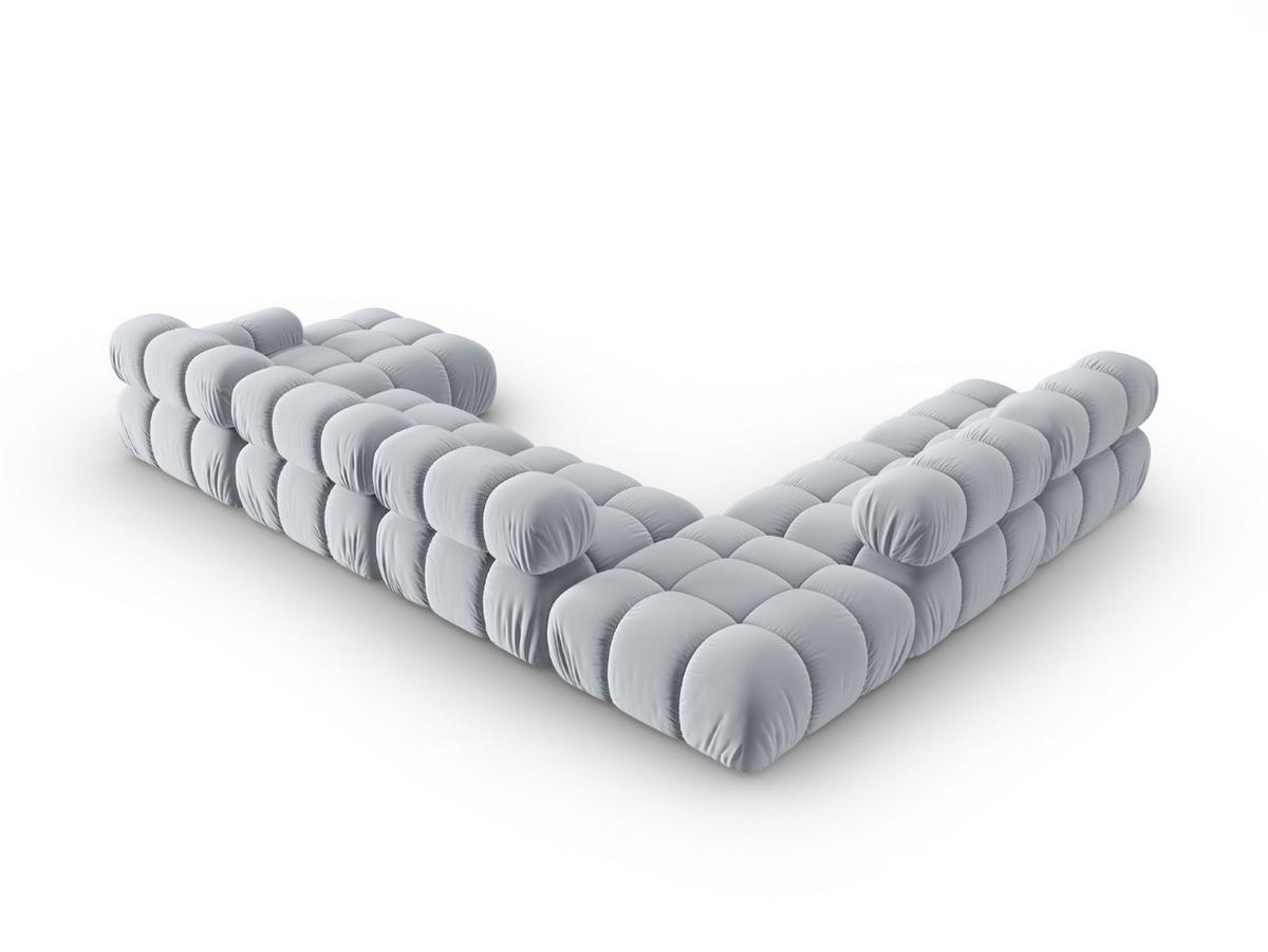 MODULARES-PANORAMASOFA links Bellis aus Samt hellblau 7 Sitzplätze - Hellblau, Textil (282/63/379cm) - Micadoni