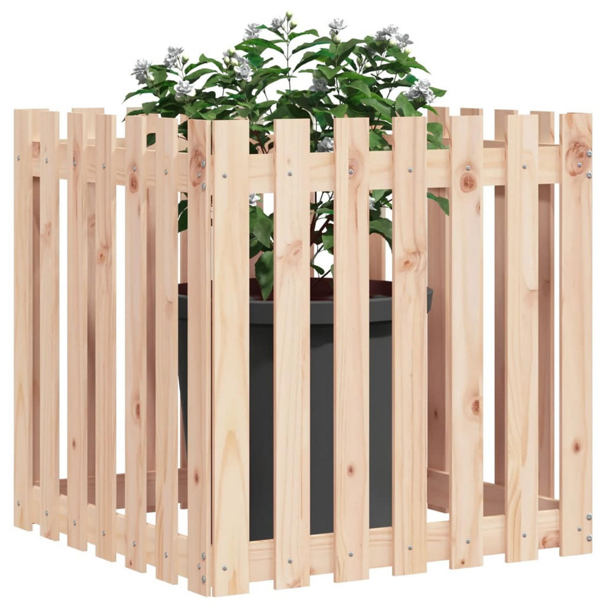 PFLANZKÜBEL Lattenzaun-Design 70x70x70 cm Massivholz Kiefer - Naturfarben, Holz (70/70/70cm)