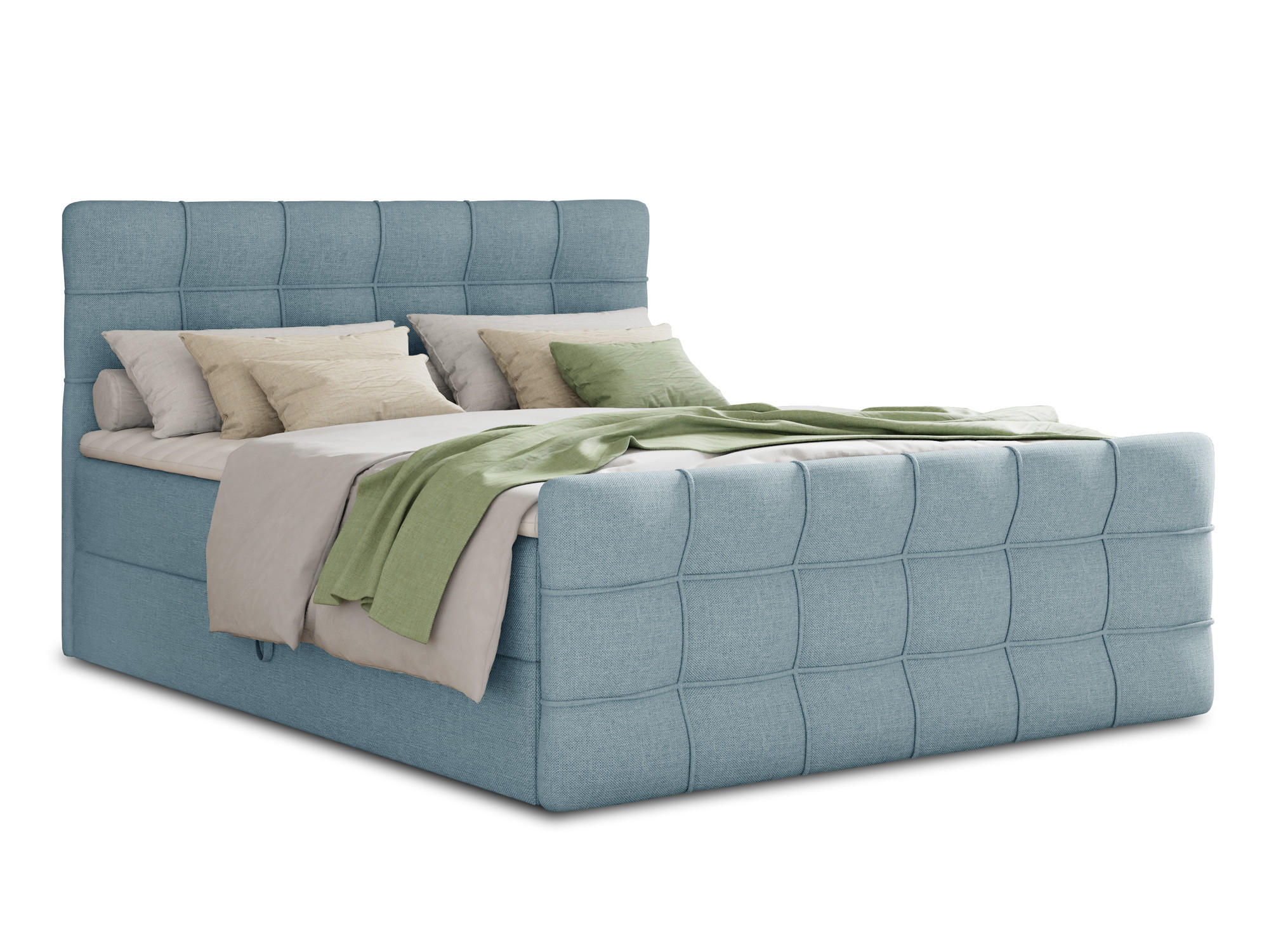 BOXBETT Best Lux - 140x200 - blau (Vidar 83, Webstoff) - Blau/Schwarz, Holz/Holzwerkstoff (140/200cm) - Sofnet