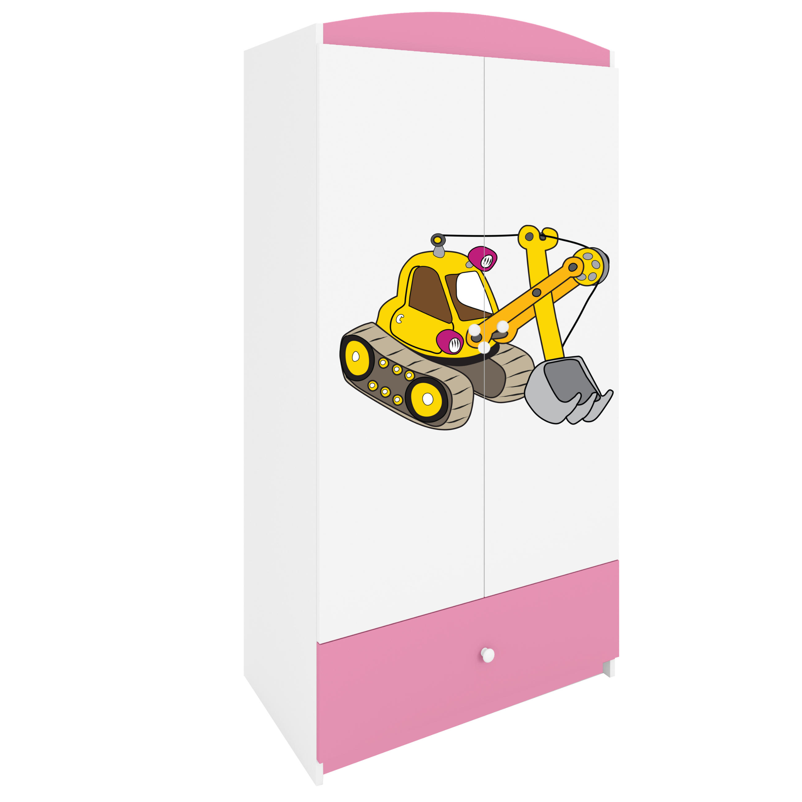 KINDERKLEIDERSCHRANK Excavator - Hellrosa, Holzwerkstoff (90/175/52cm) - RAUMHIRSCH FURNITURE