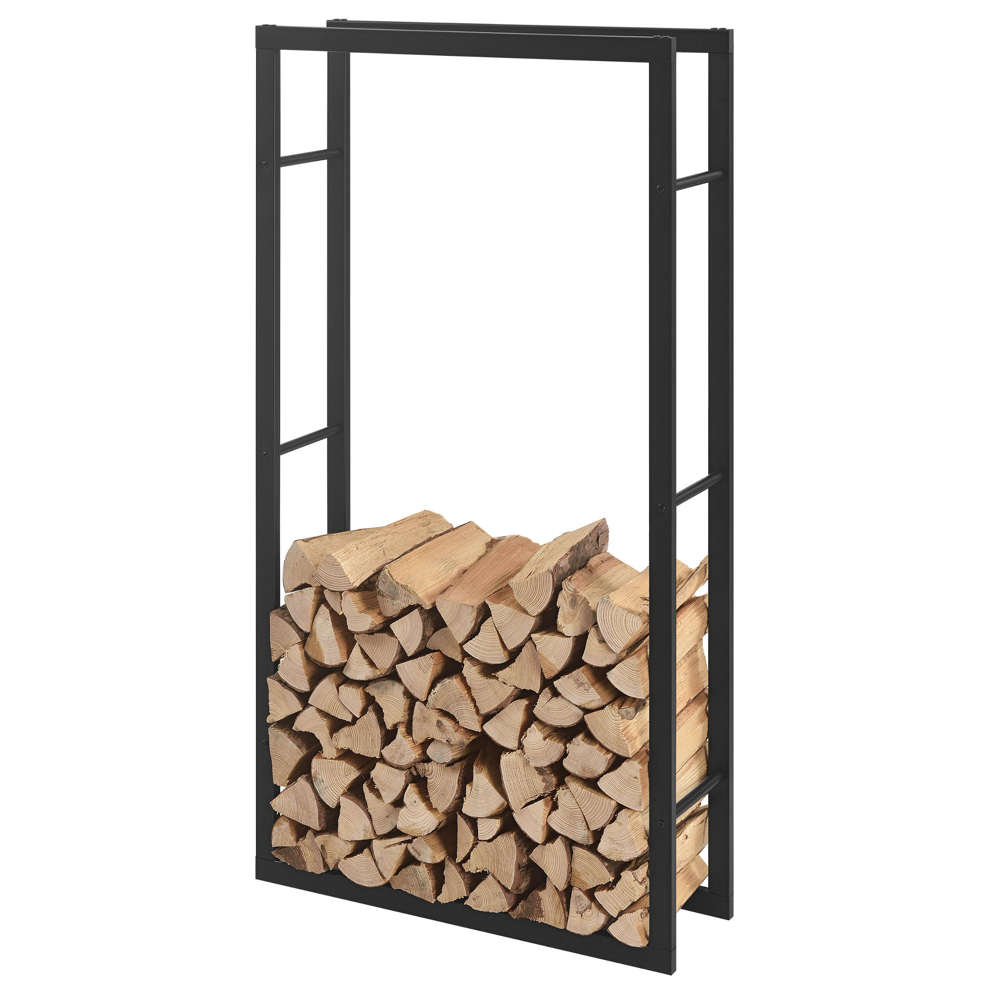 KAMINHOLZREGAL Täby - Schwarz, Metall (80/150/25cm) - [en.casa]