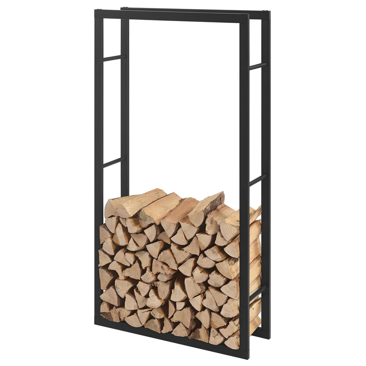 KAMINHOLZREGAL Täby - Schwarz, Metall (80/150/25cm) - [en.casa]