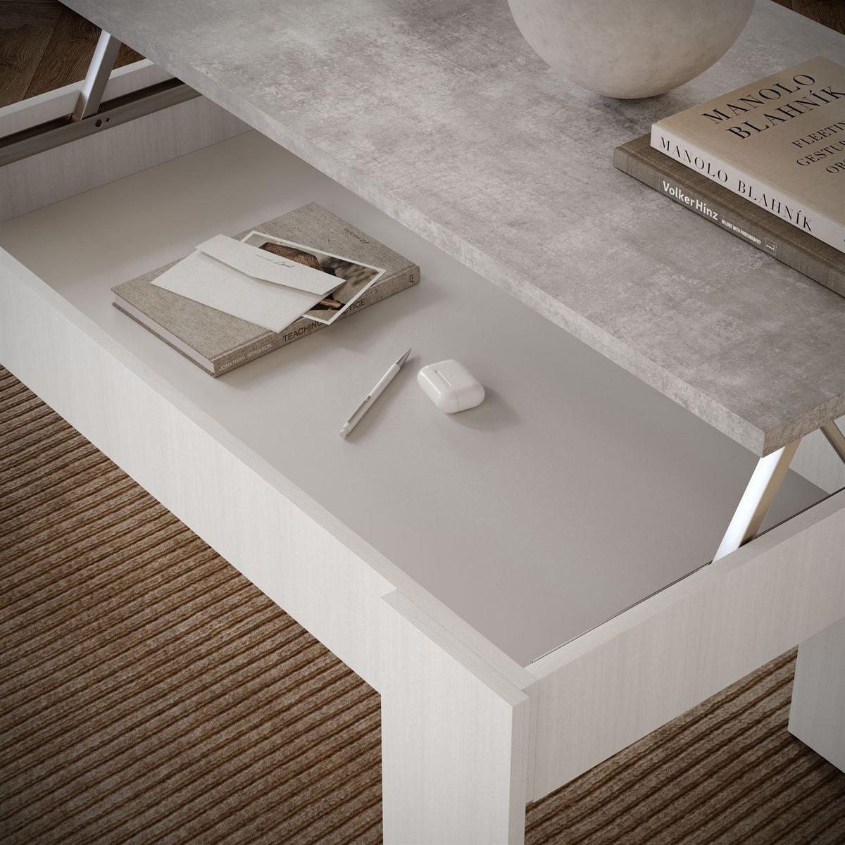 COUCHTISCH APERTO ausklappbar - Hellgrau, Holzwerkstoff (100/45/50cm) - Lookway