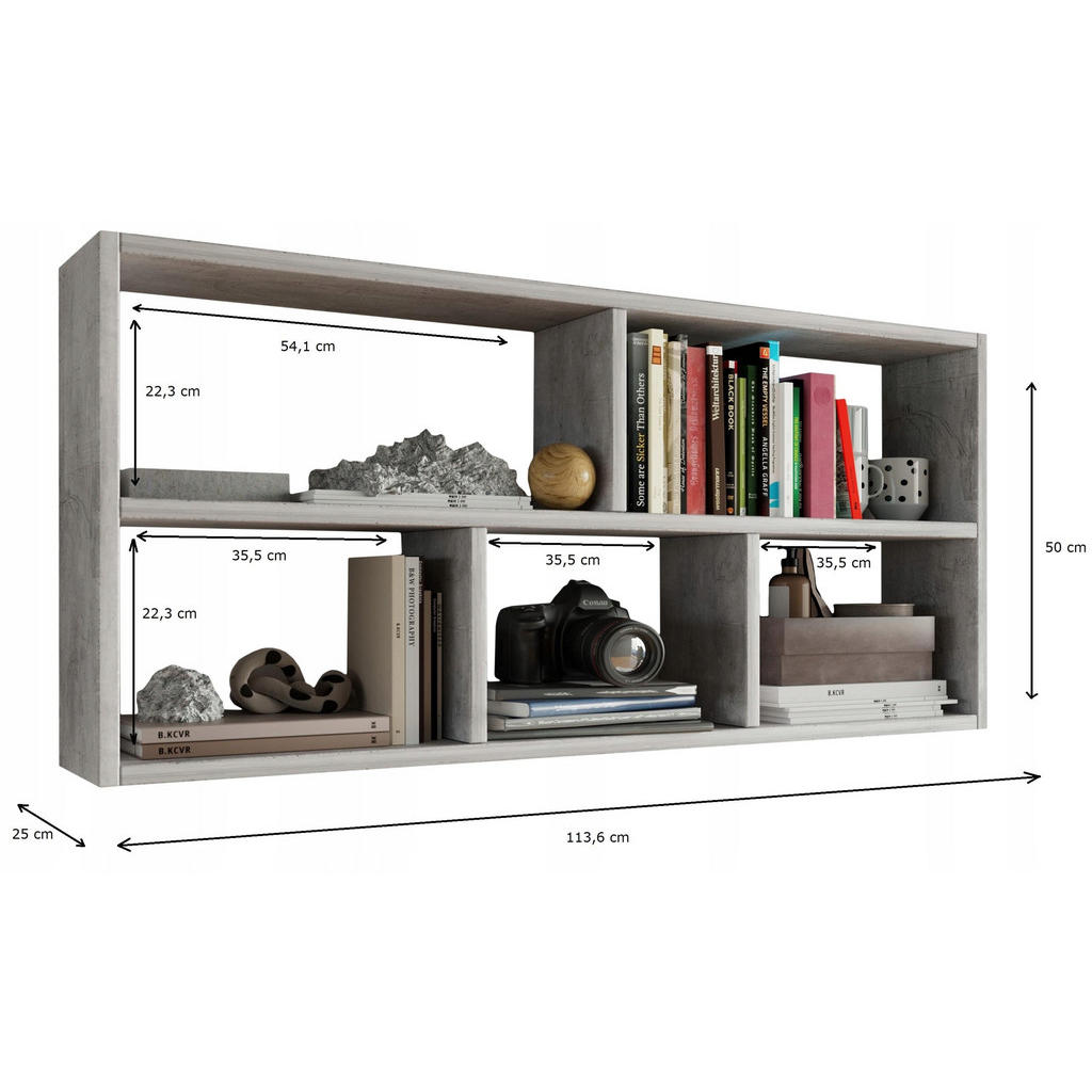 Thumbnail - Matkam Möbel Hängeregal, Grau, Holzwerkstoff, 113.6x50x25 cm, Wohnzimmer, Regale, Wandregale