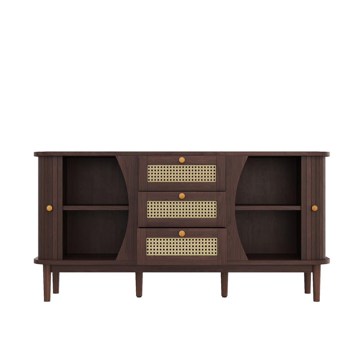 SIDEBOARD 140,5/40/76 cm Natur aus Spanplatte mit Rattanfronten - Naturfarben, Holzwerkstoff (140.5/73/40cm) - OKWISH
