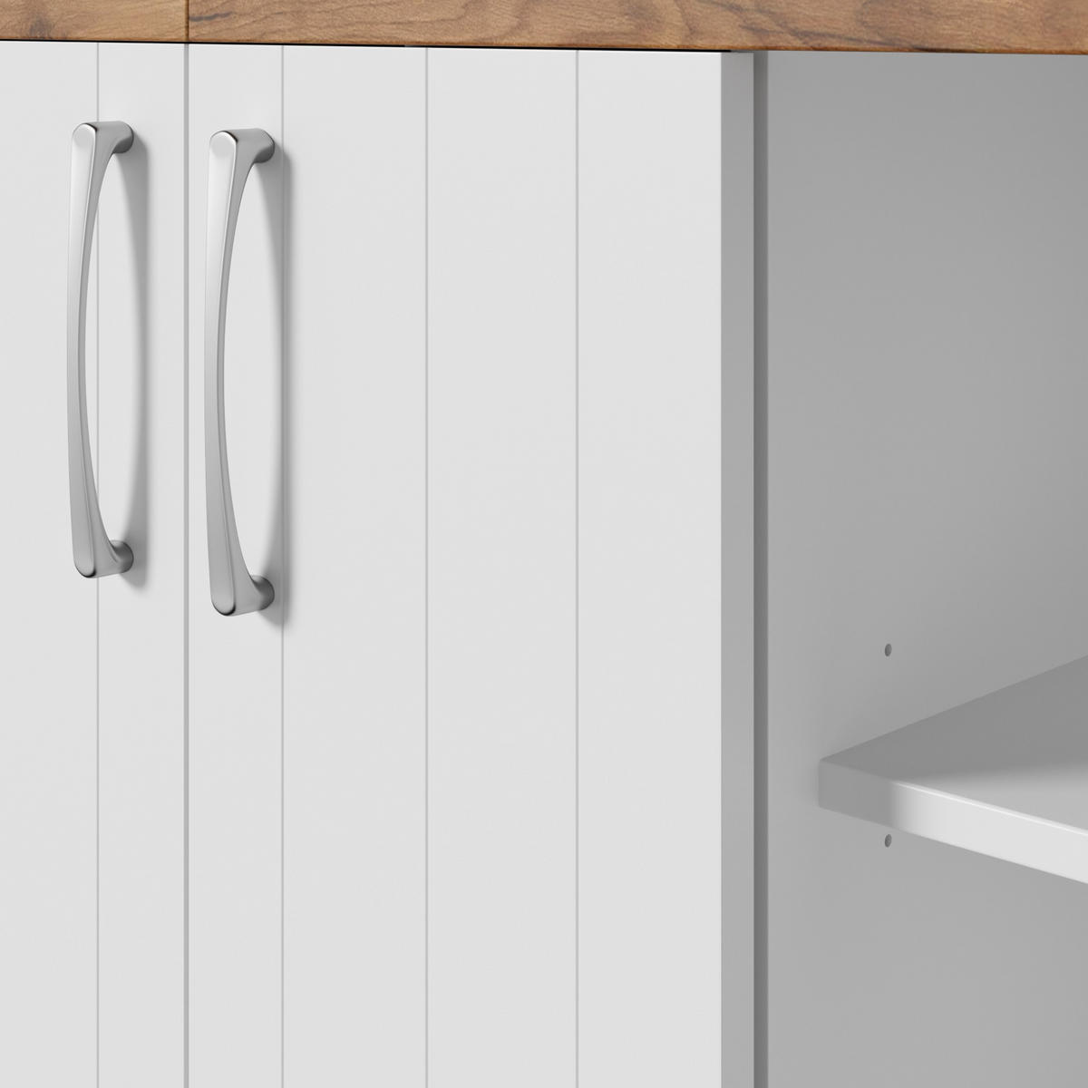 BUFFET 106/39/176,5 cm Küchenbuffet,Küchenschrank 2 Schubladen,Weiß - Weiß, Holz (106/176.5/39cm) - LVHOM