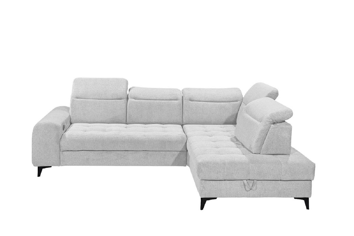 ECKSOFA mit elektrischer Sitztiefenverstellung - Hellgrau, Kunststoff/Textil (200/282cm) - ed exciting design
