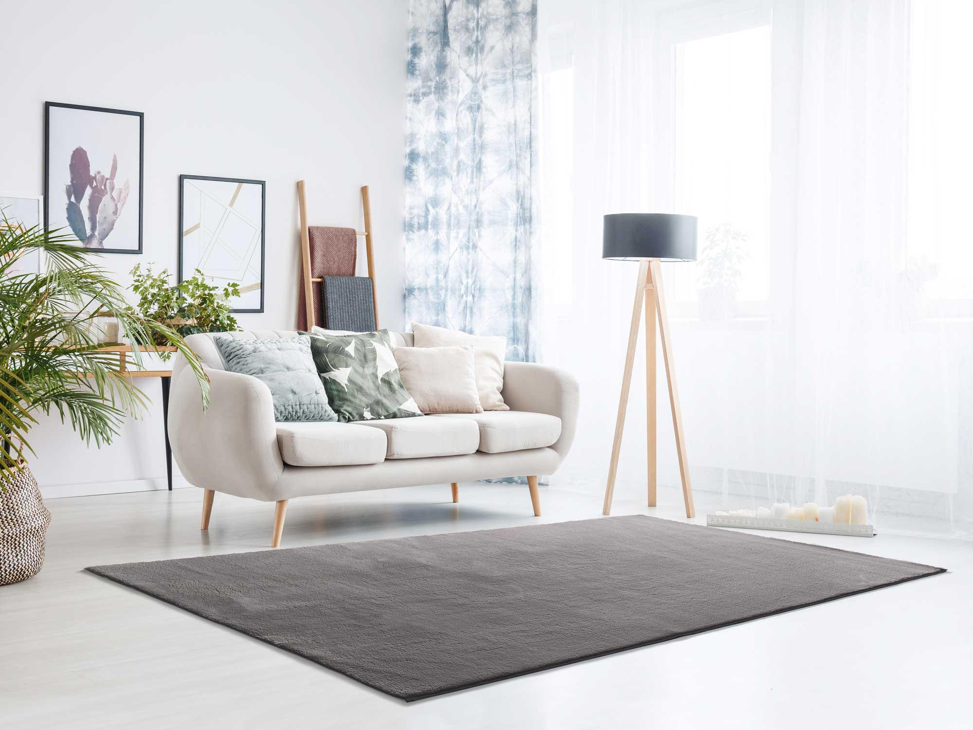 Thumbnail - Atticgo Hochflorteppich, Anthrazit, Textil, Mode, Rechteckig, 140x200 cm, Oeko-Tex® Standard 100, waschbar, antistatisch...