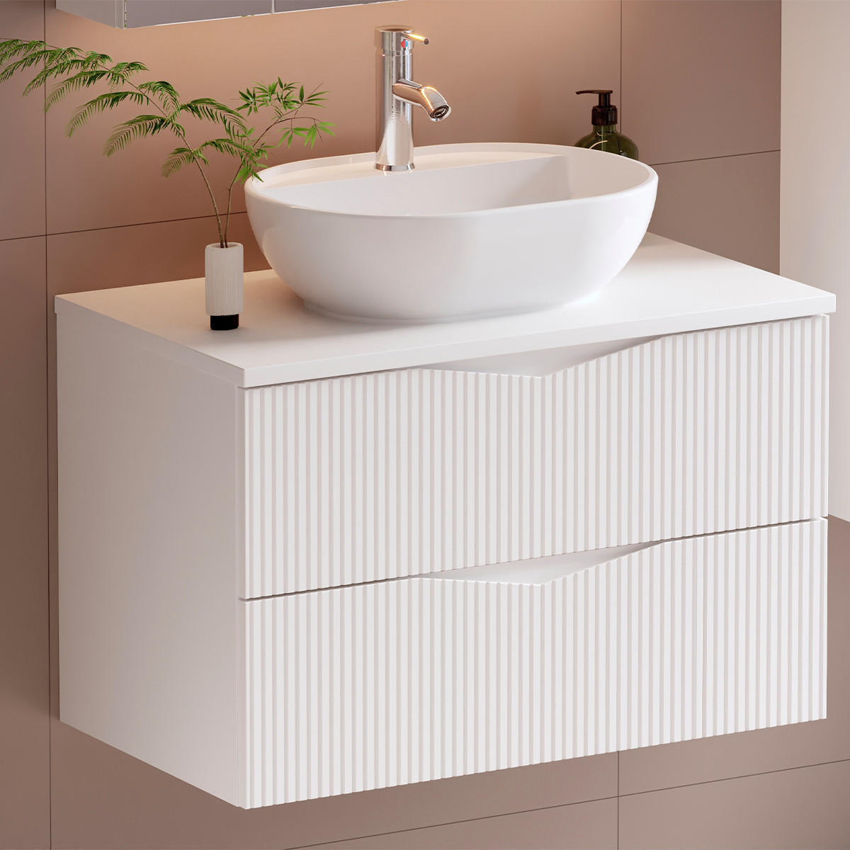 WASCHTISCHUNTERSCHRANK 80cm Tao Weiß - Weiß, Holzwerkstoff (80/50/46.5cm) - Petits-meubles