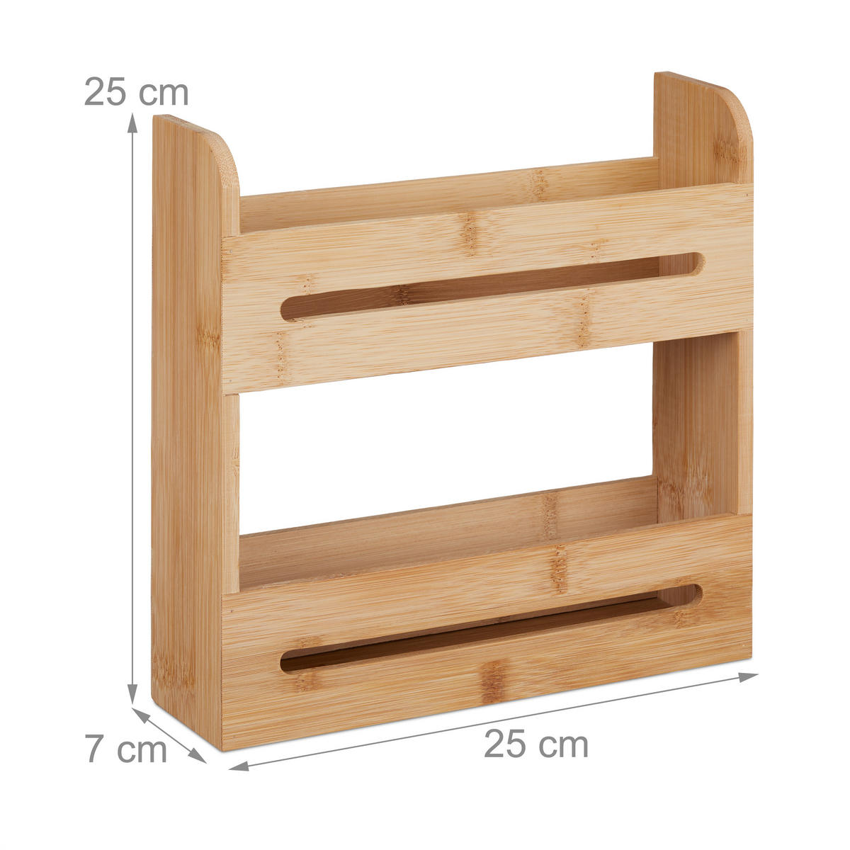 GEWÜRZREGAL - Hellbraun, Holz/Holzwerkstoff (25/25/7cm) - Relaxdays
