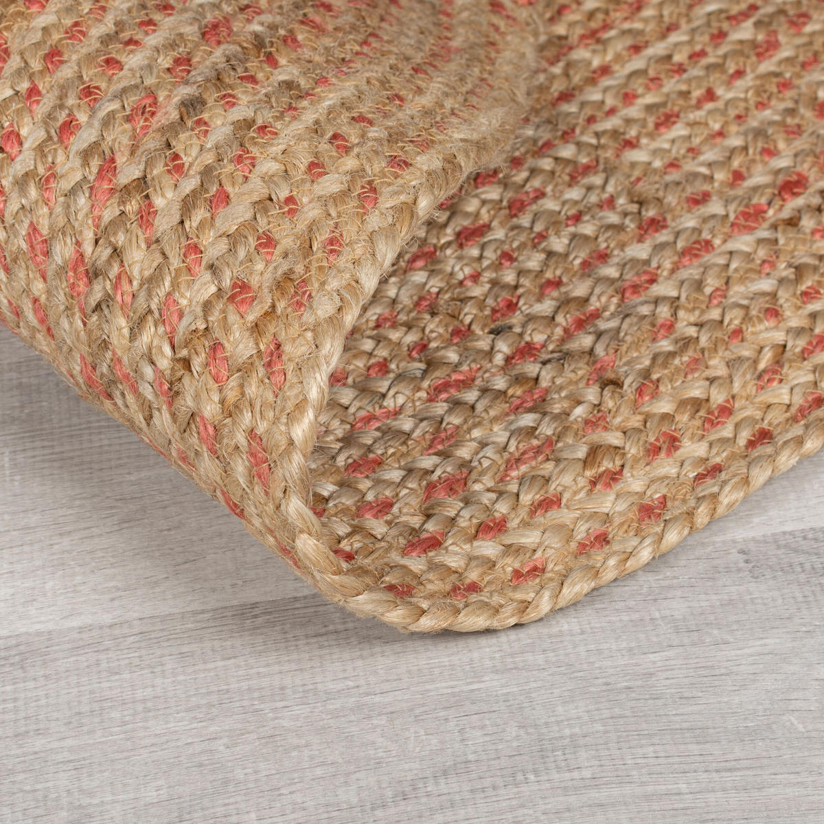 TEPPICH Jute in Naturtönen, handgewebt EDEN, Braun-Rosa 180x180 cm - Braun/Rosa, Naturmaterialien (180/180cm) - KADIMA DESIGN