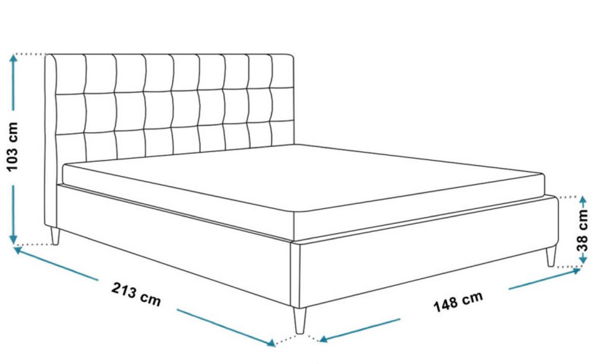 BETT Butelgrün LUXO 4 Gepolstert Auf Holzbeinen 140x200 cm - Schwarz/Grün, Textil (140/200cm) - Sepro Meble