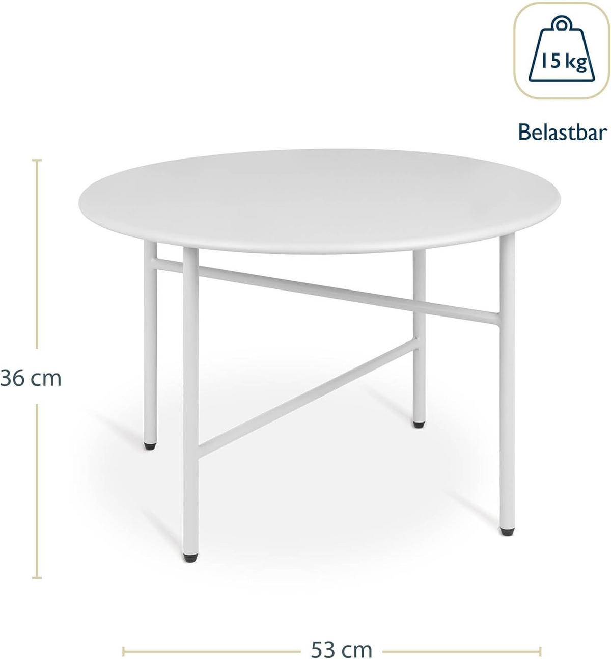 BEISTELLTISCH Finn 44/46 cm und 53/36 cm Weiß (2tlg) - Weiß, Metall (0.1/53/36cm) - BoMoe