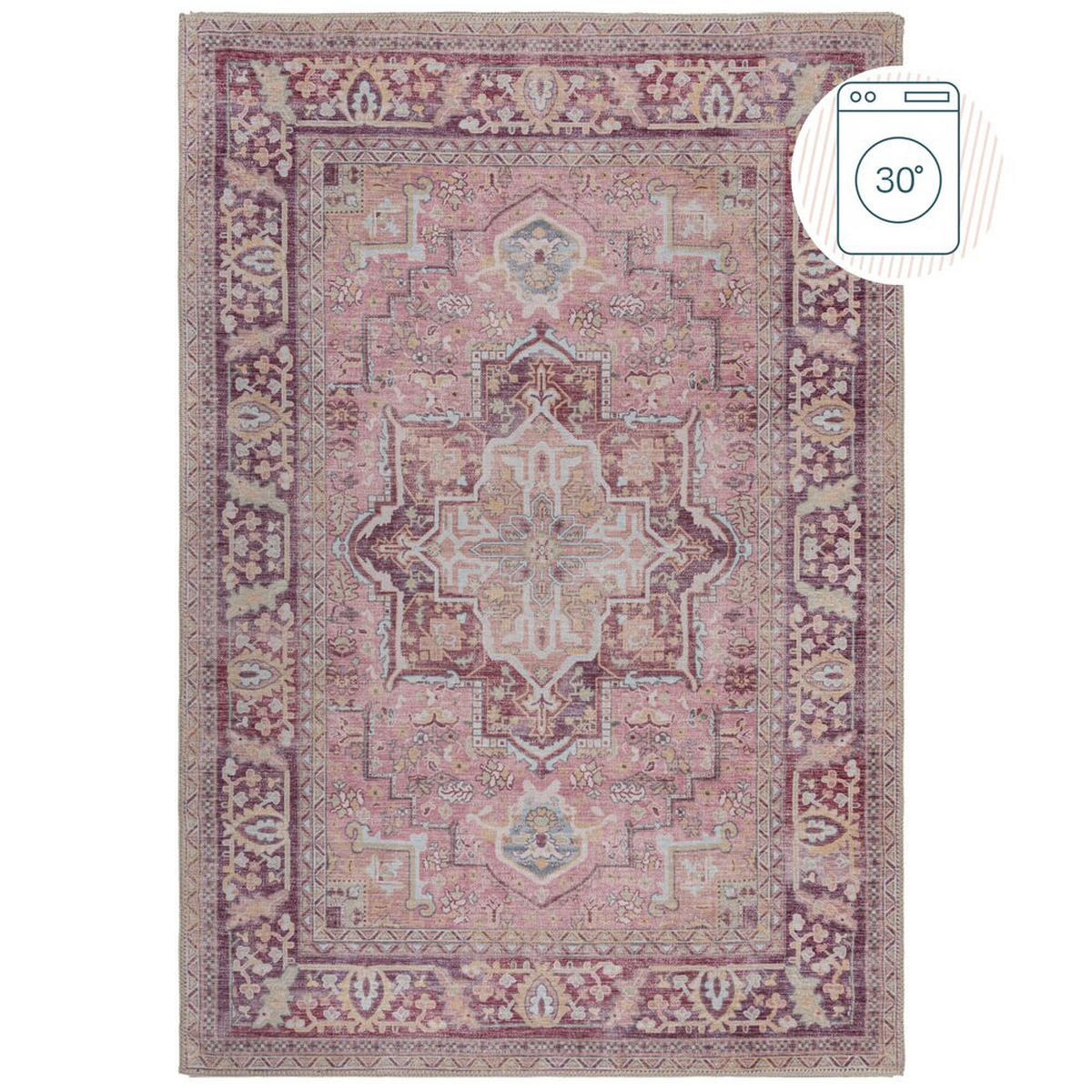 TEPPICH maschinenwaschbar Vintage-Design, recycelt HALD, Rosa 160x230 cm - Rosa, Textil (160/230cm) - KADIMA DESIGN