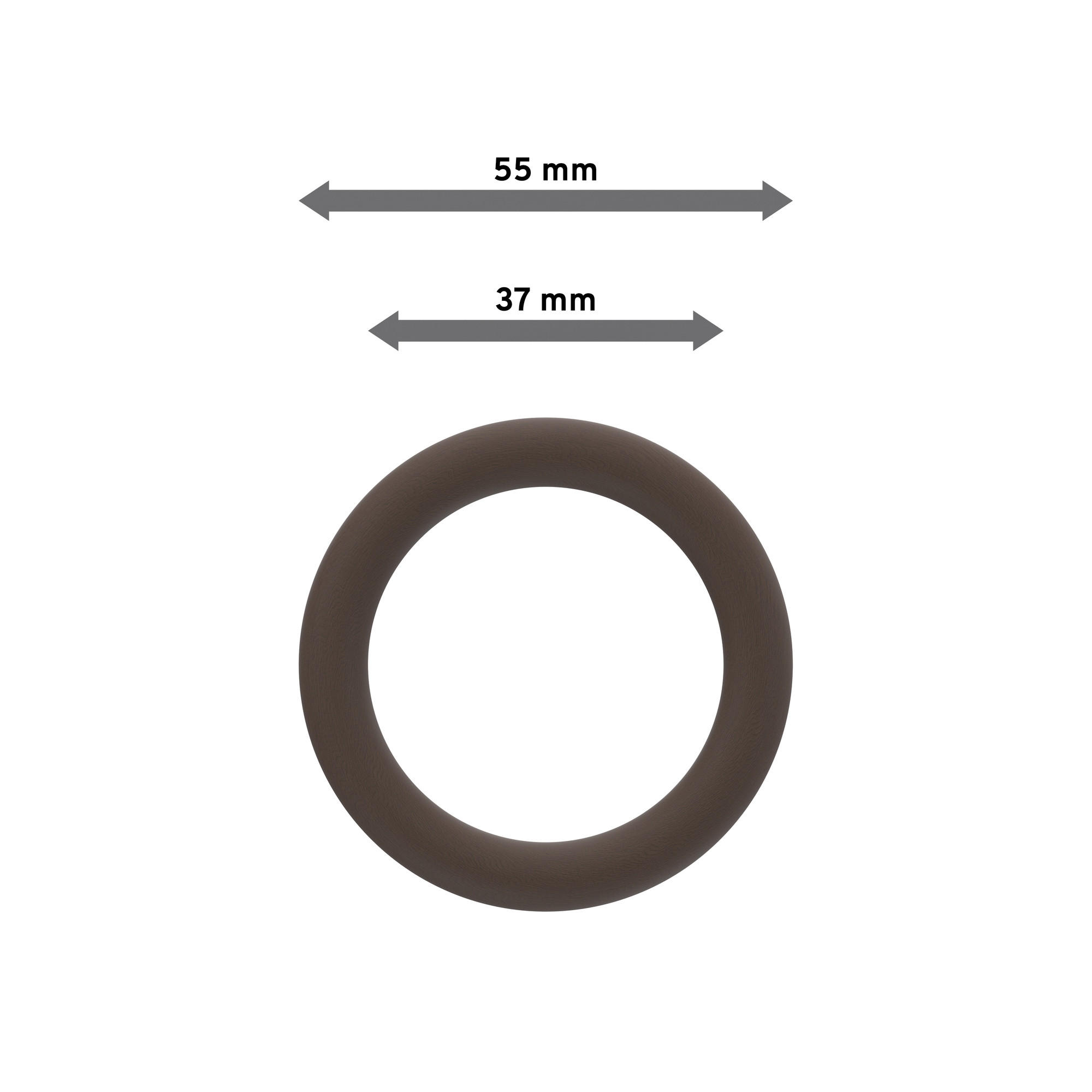 RUNDRINGE MIT FALTENHAKEN FÜR GARDINENSTANGEN 28 mm Ø, Nussbaum, Packung 10 Stück - Nussbaumfarben, Holz (28cm) - INTERDECO