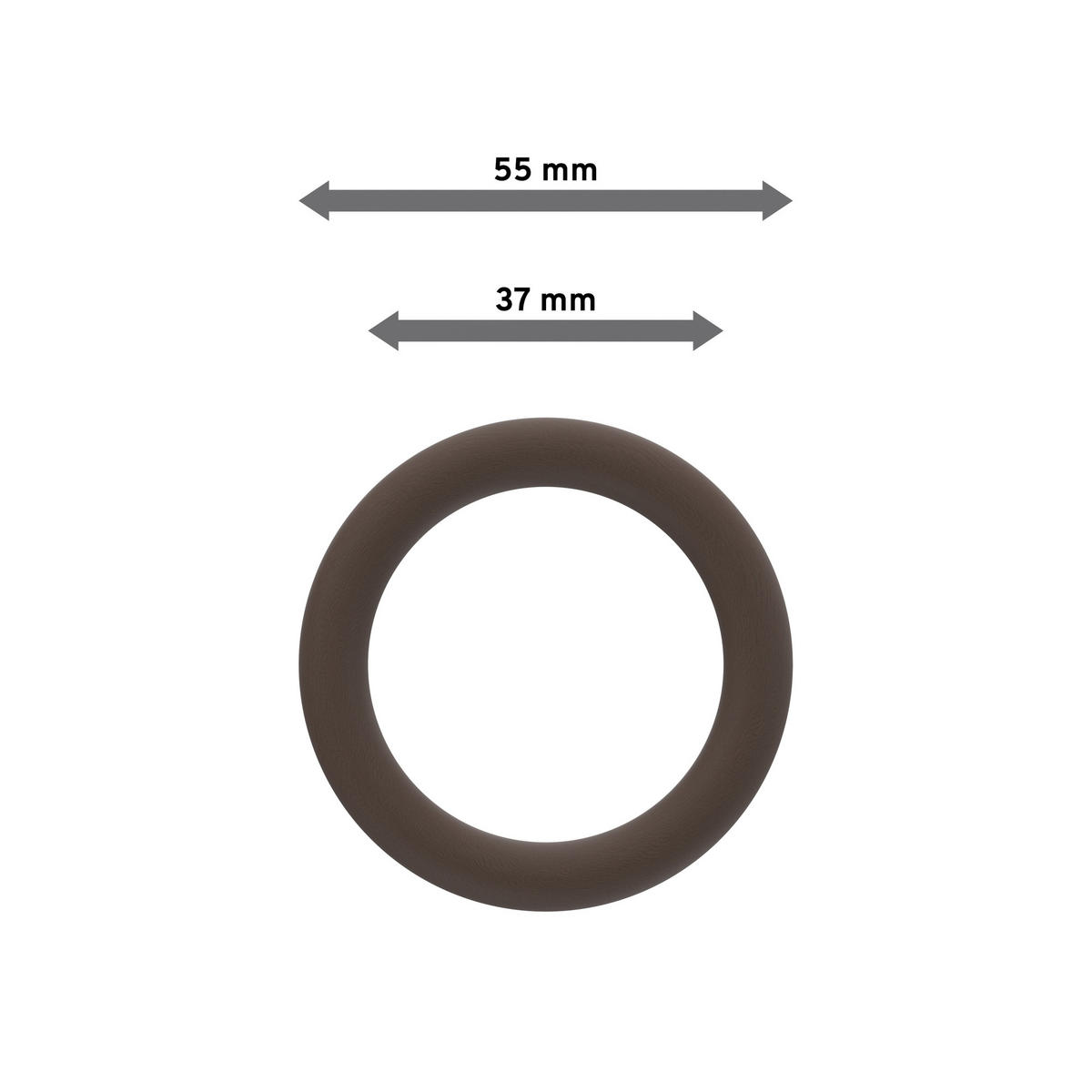 RUNDRINGE MIT FALTENHAKEN FÜR GARDINENSTANGEN 28 mm Ø, Nussbaum, Packung 10 Stück - Nussbaumfarben, Holz (28cm) - INTERDECO