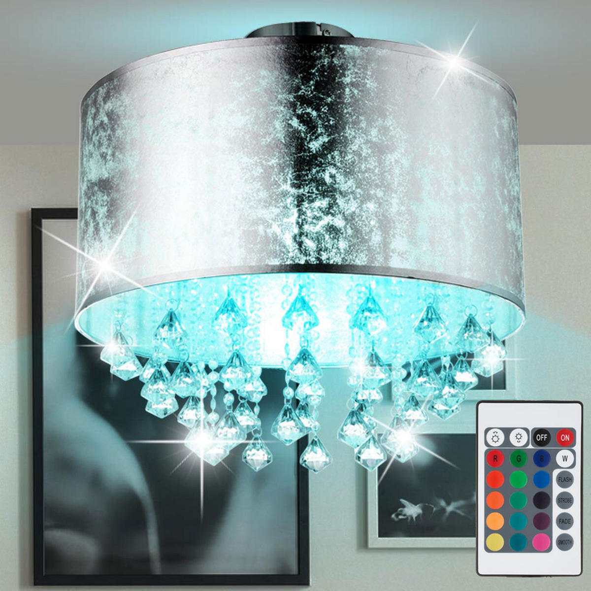 LED DECKENLEUCHTE Amy Silber Kristalloptik - Silberfarben, Metall (40/40/38cm) - Globo Lighting