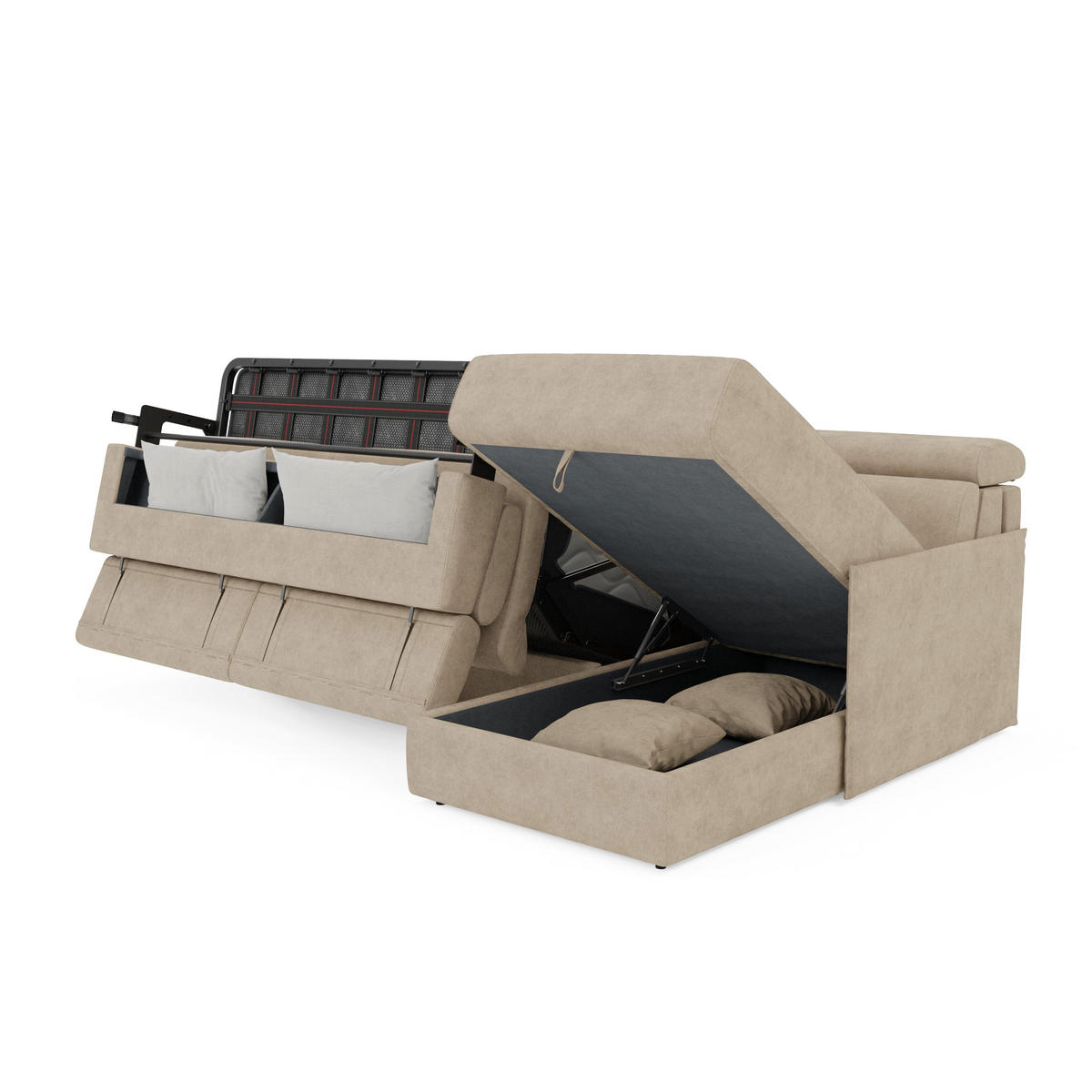 ECKSOFA Miryam - Beige, Metall (252/98cm) - Divani.store