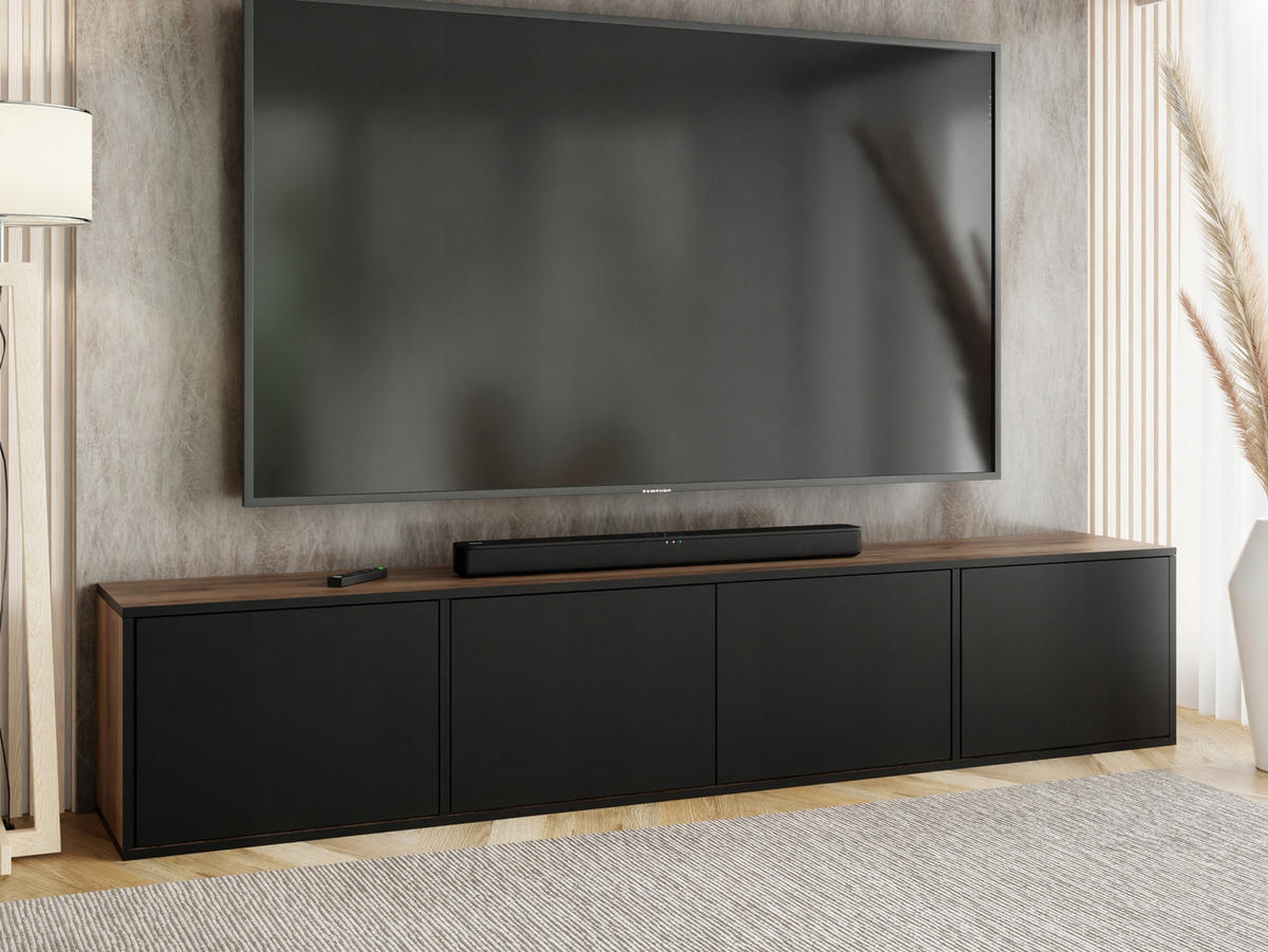 TV-LOWBOARD EDI 4 Craft Gold Eiche / Schwarz – 4-türig - Honigeiche/Schwarz, Holzwerkstoff (206.4/42/38.9cm)